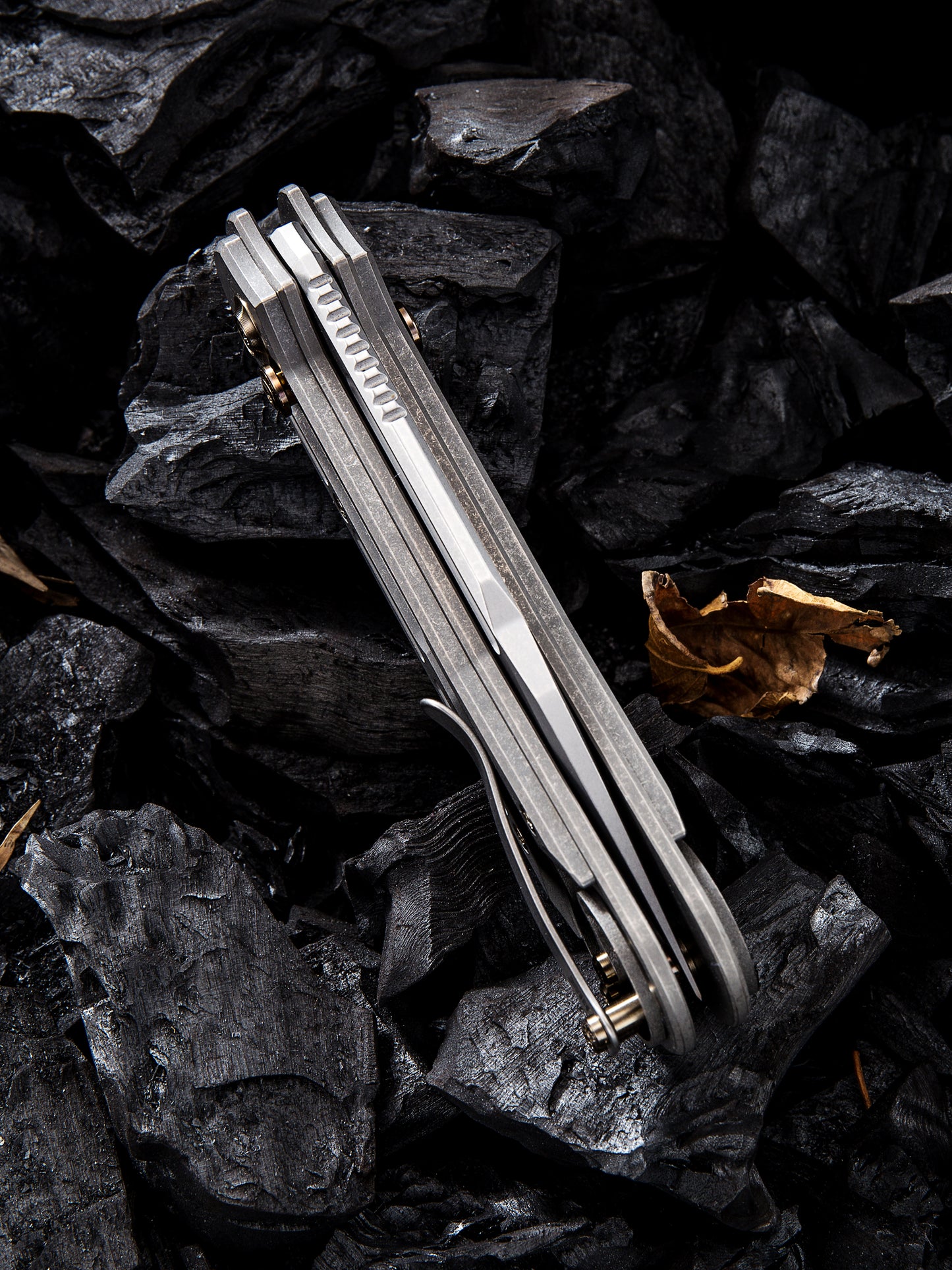 WE Double Helix 3.3" Stonewashed CPM S35VN Slide-Lock Titanium Folding Knife 815F