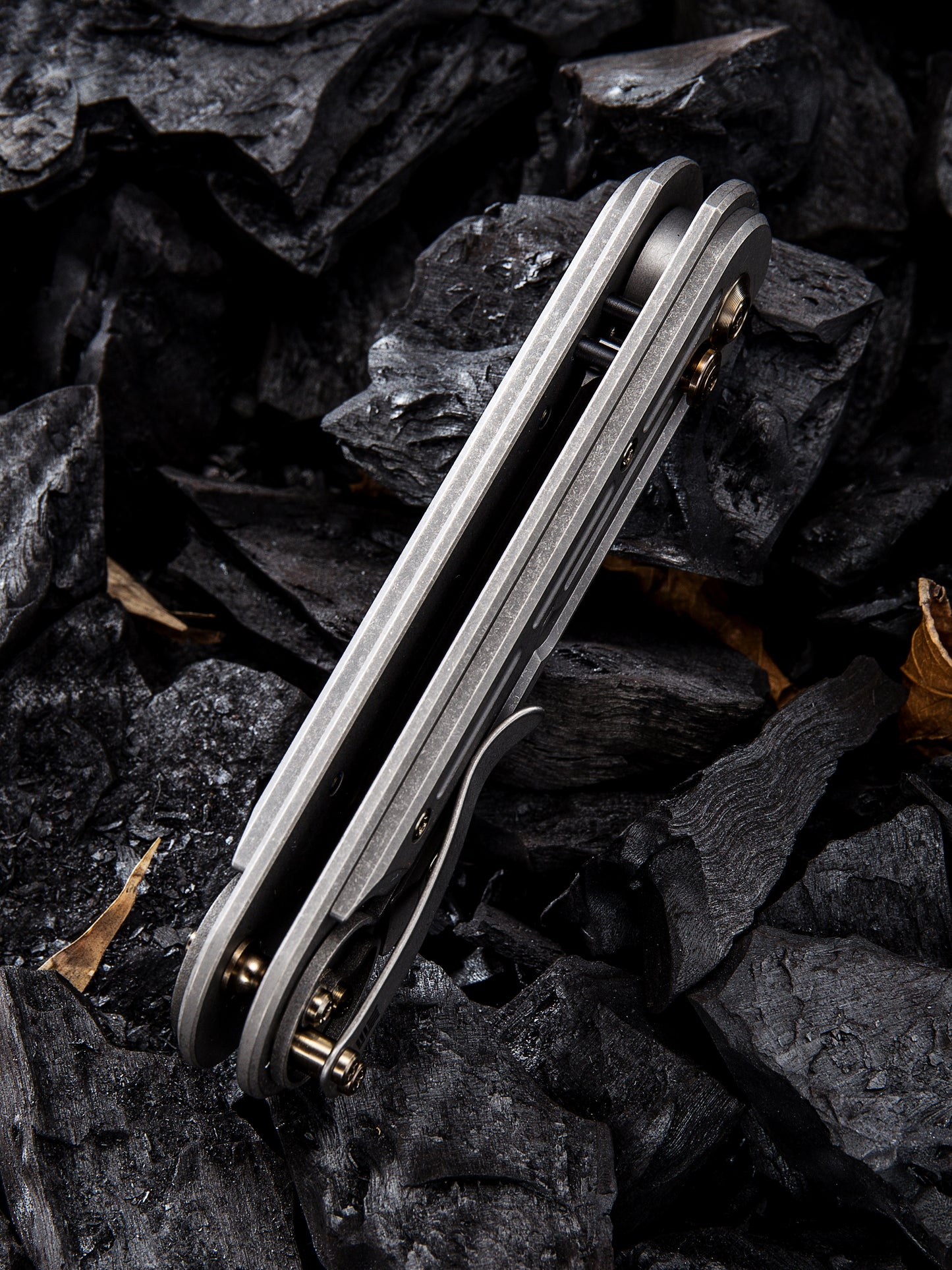 WE Double Helix 3.3" Stonewashed CPM S35VN Slide-Lock Titanium Folding Knife 815F