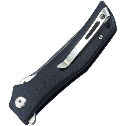 Bestech Scimitar 3.75" D2 Black G10 Folding Knife with Two-Tone Satin/Stonewashed Blade BG05A-1