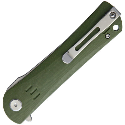Bestech Kendo 3.75" D2 Tanto Green G10 Folding Knife with Two-Tone Satin/Stonewashed Blade BG06B-1