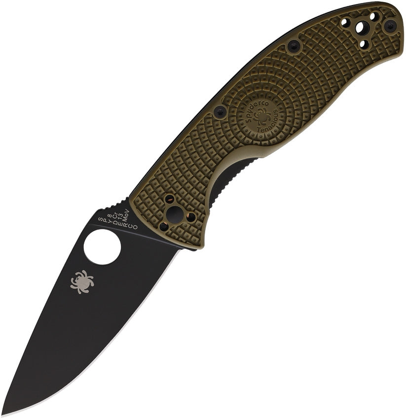 Spyderco Tenacious Lightweight Exclusive 3.39" Black 8Cr13MoV OD Green FRN Folding Knife C122PODBK