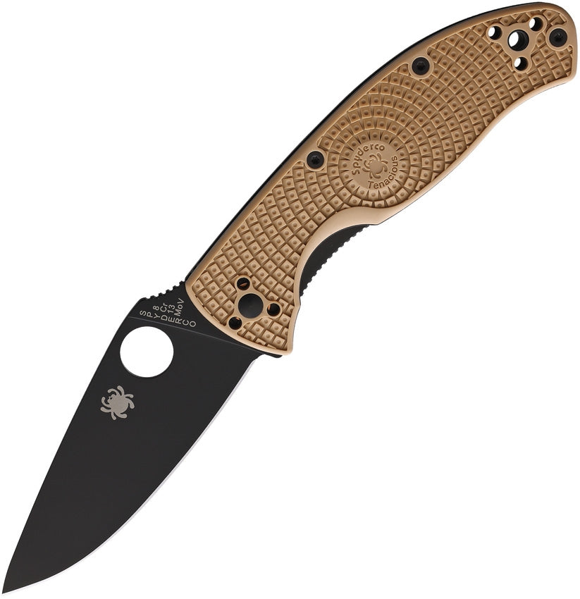 Spyderco Tenacious Lightweight Exclusive 3.39" Black 8Cr13MoV Tan FRN Folding Knife C122PTNBK