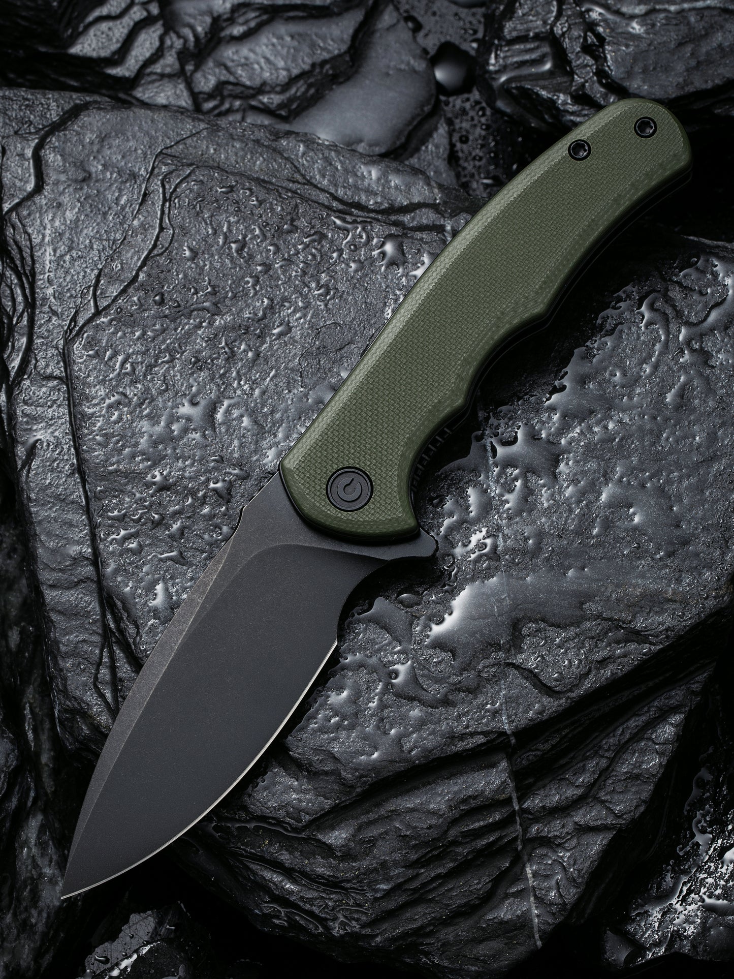 Civivi Mini Praxis 2.98" Black D2 OD Green G10 Folding Knife C18026C-1