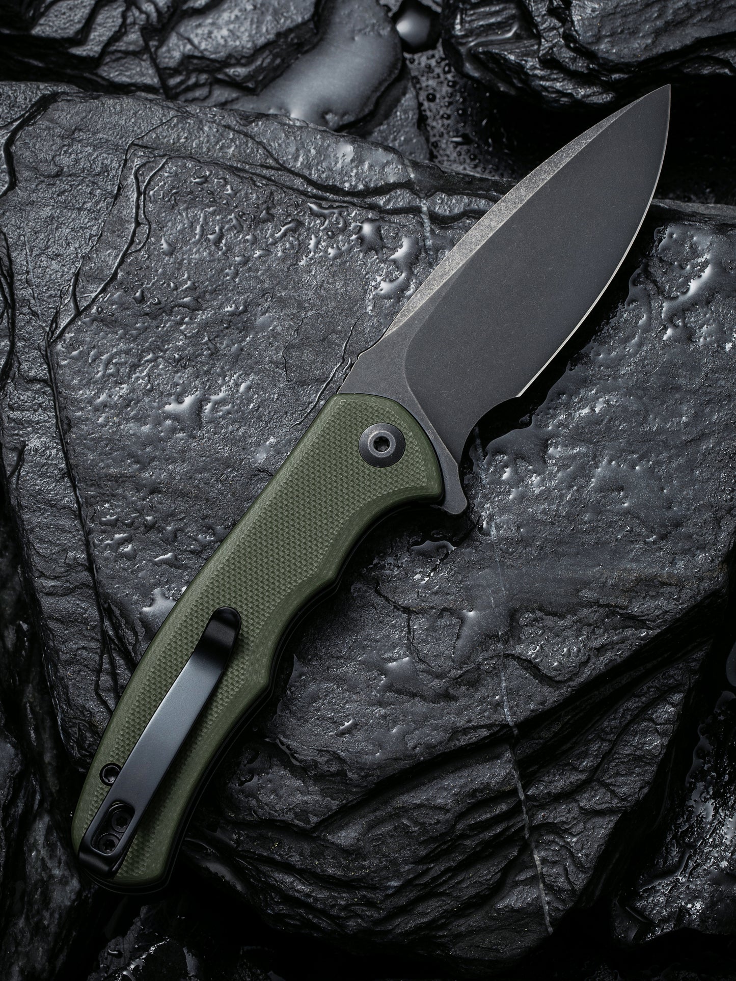 Civivi Mini Praxis 2.98" Black D2 OD Green G10 Folding Knife C18026C-1