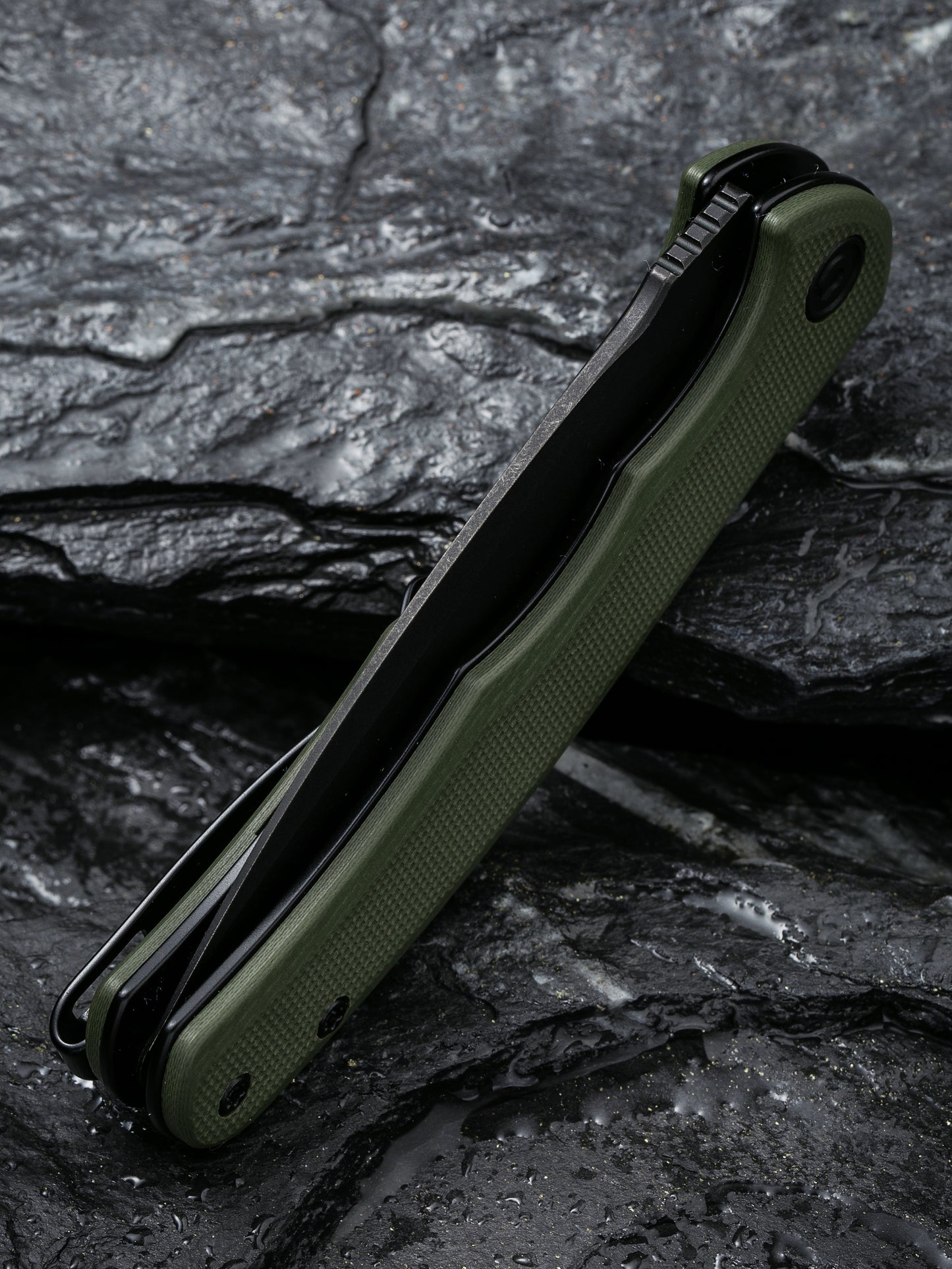 Civivi Mini Praxis 2.98" Black D2 OD Green G10 Folding Knife C18026C-1