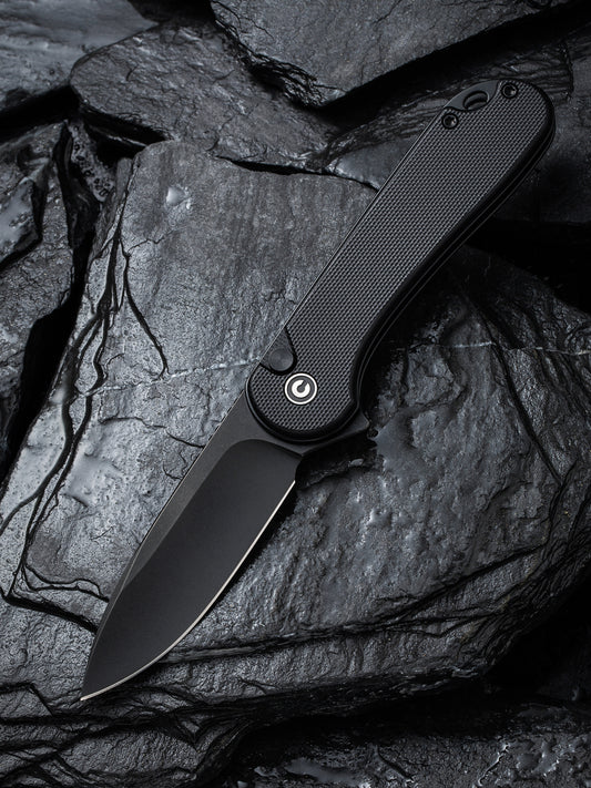 Civivi Elementum II Button Lock 2.96" Nitro-V Black Stonewashed Black G10 Folding Knife C18062P-1