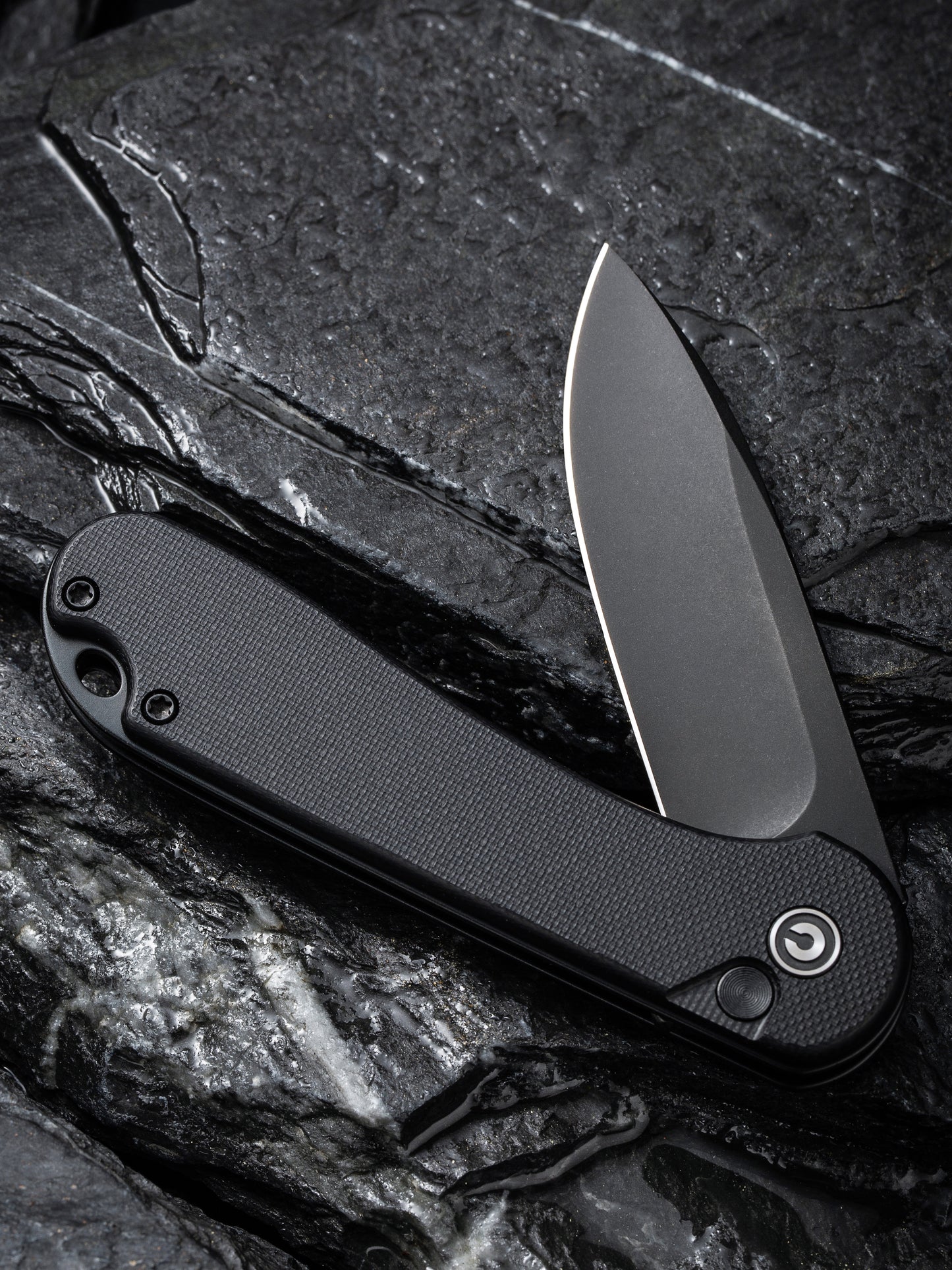 Civivi Elementum II Button Lock 2.96" Nitro-V Black Stonewashed Black G10 Folding Knife C18062P-1