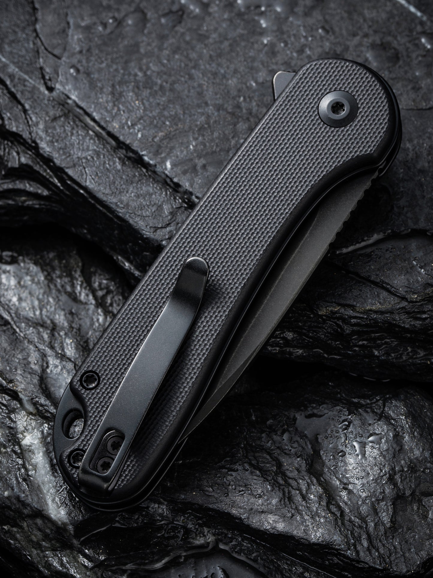 Civivi Elementum II Button Lock 2.96" Nitro-V Black Stonewashed Black G10 Folding Knife C18062P-1