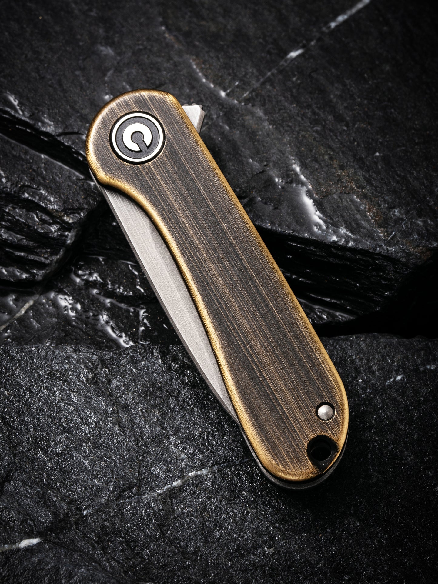 Civivi Mini Elementum 1.83" Sandvik 14C28N Brass Folding Knife C18062Q-1