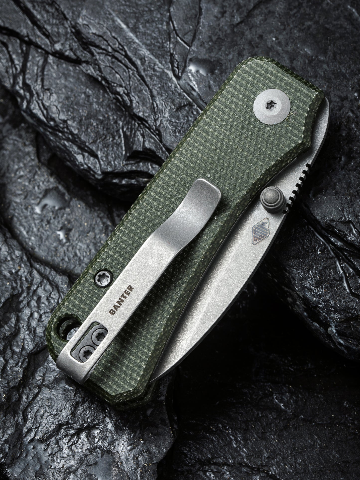 Civivi Baby Banter 2.34" Nitro-V Green Micarta Folding Knife C19068SB-1