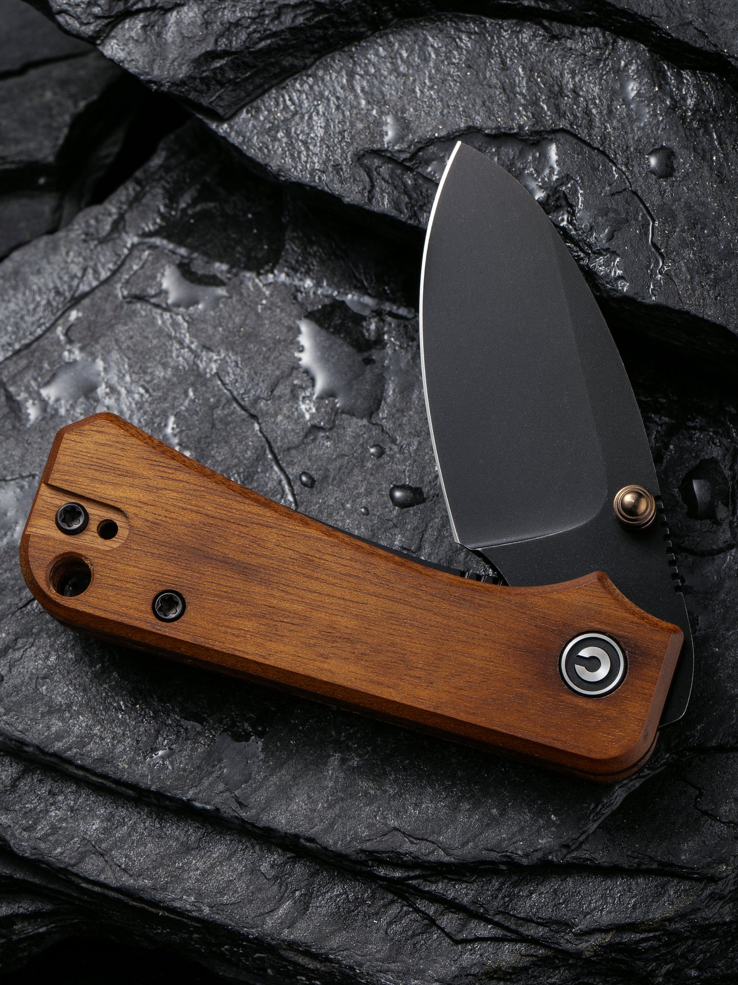 Civivi Baby Banter 2.34" Black Nitro-V Guibourtia Wood Folding Knife C19068SB-2
