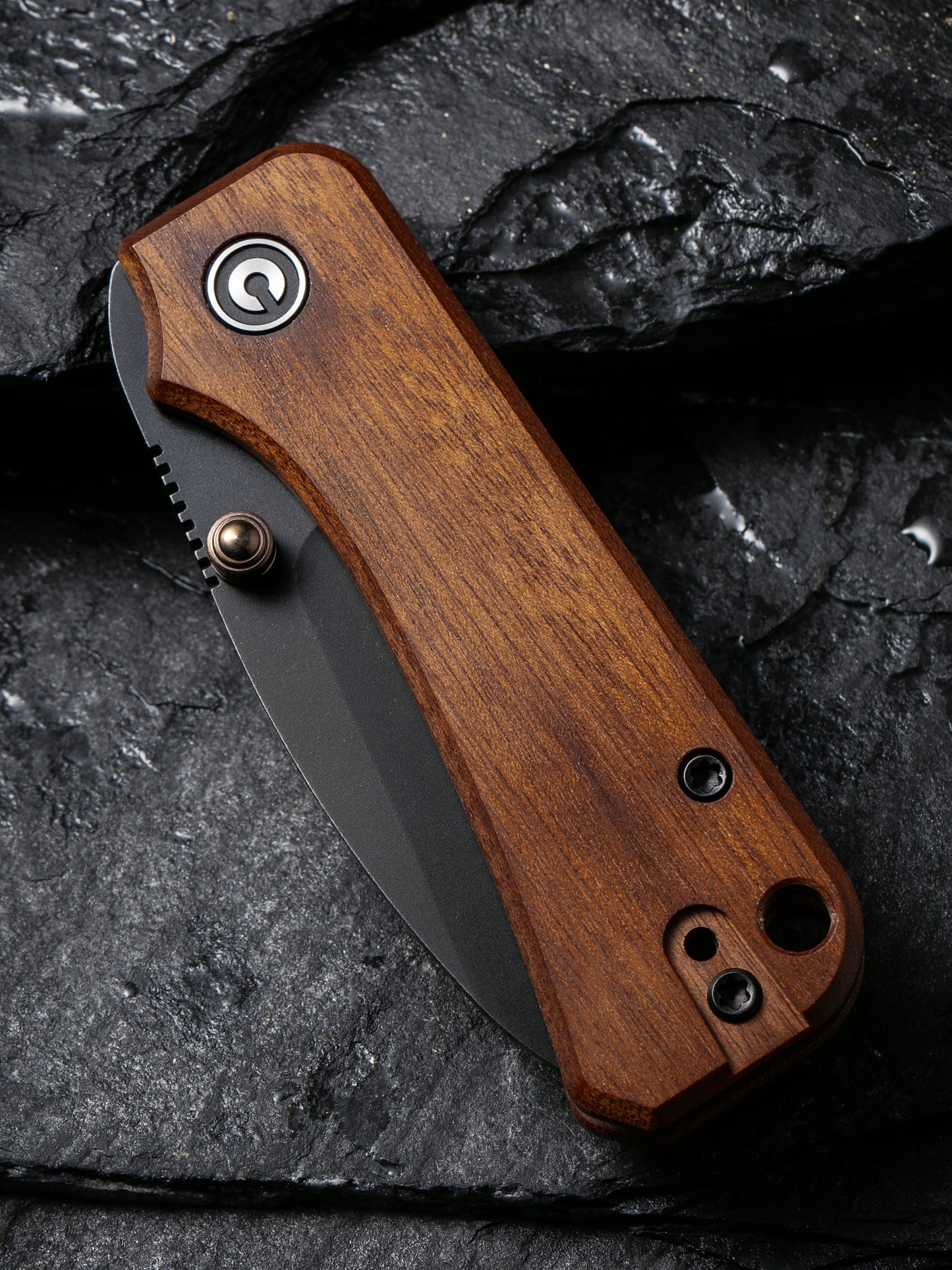 Civivi Baby Banter 2.34" Black Nitro-V Guibourtia Wood Folding Knife C19068SB-2