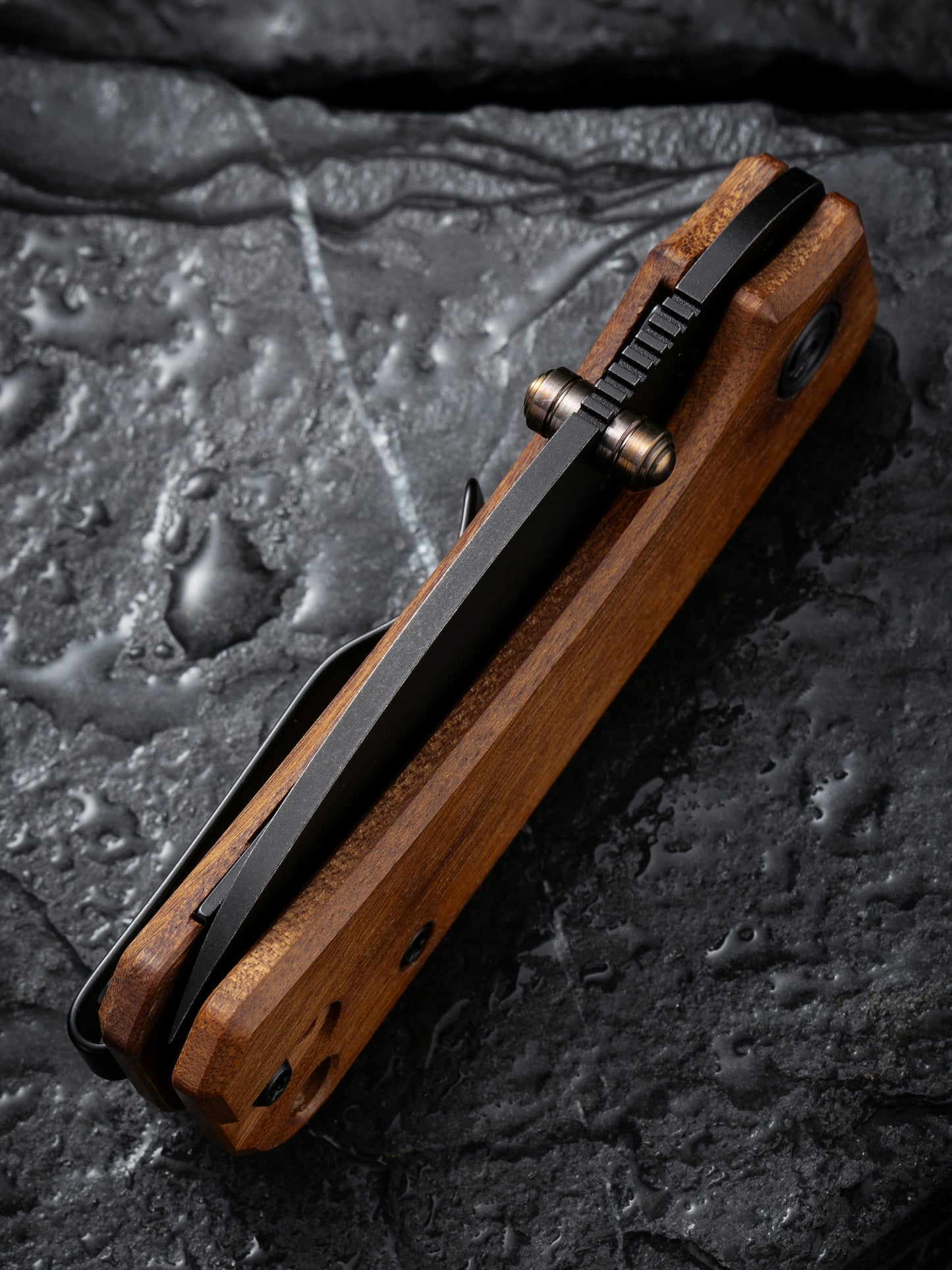 Civivi Baby Banter 2.34" Black Nitro-V Guibourtia Wood Folding Knife C19068SB-2