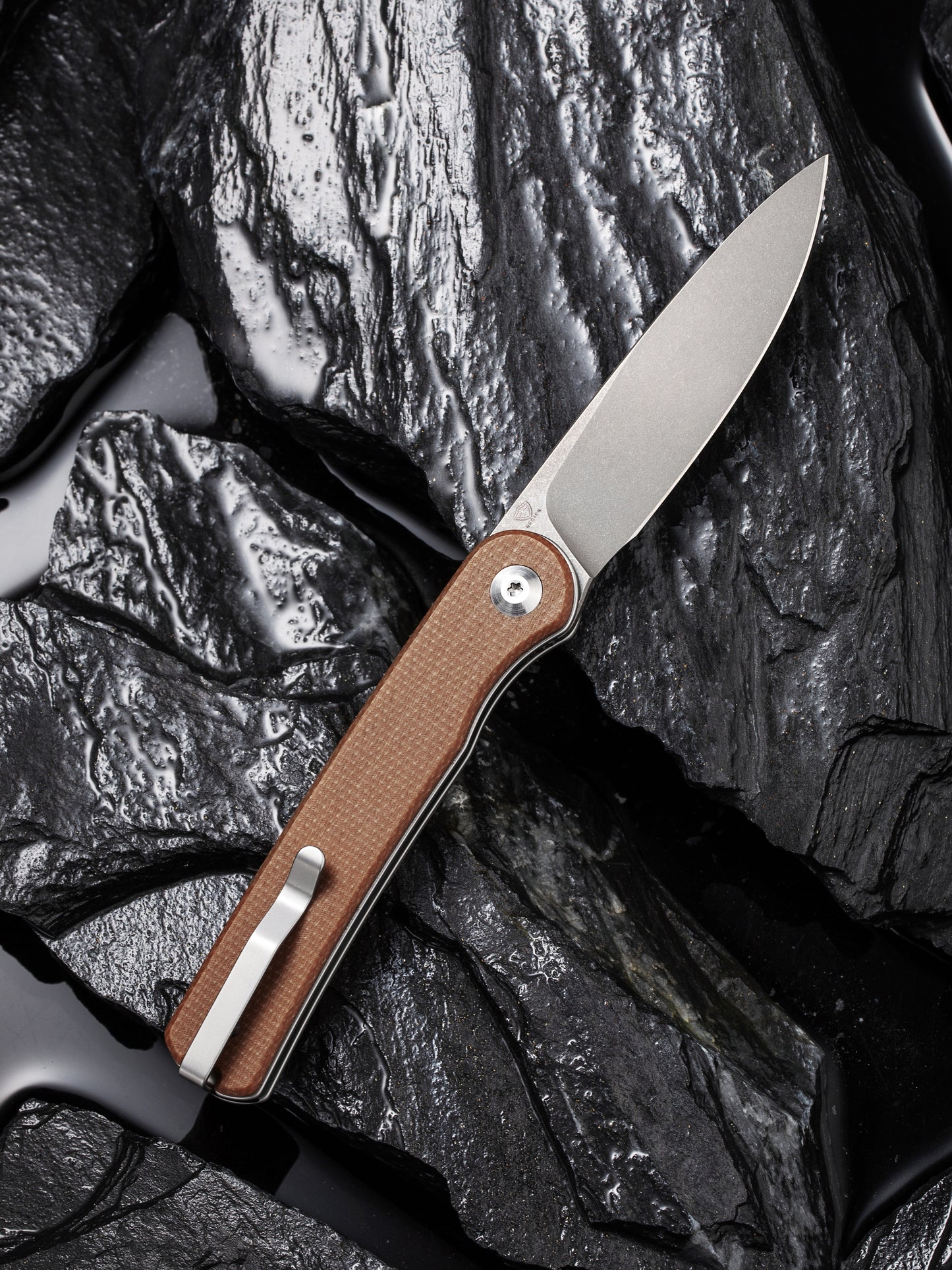 Civivi Stylum 2.96" 10Cr15CoMoV Brown Micarta Slip-Joint Folding Knife by Ferrum Forge C20010B-A