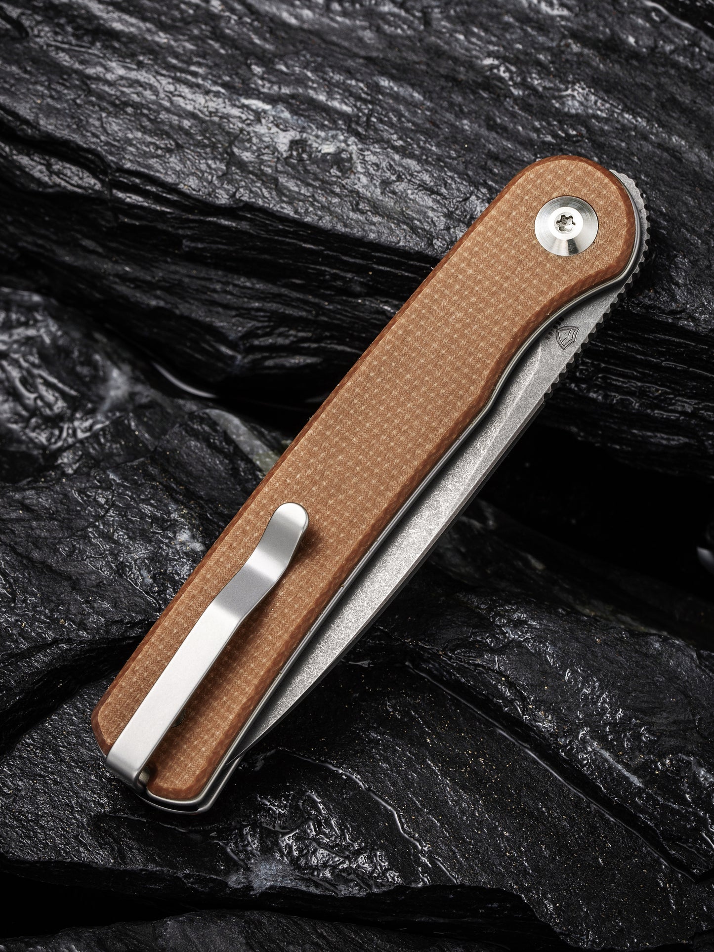 Civivi Stylum 2.96" 10Cr15CoMoV Brown Micarta Slip-Joint Folding Knife by Ferrum Forge C20010B-A