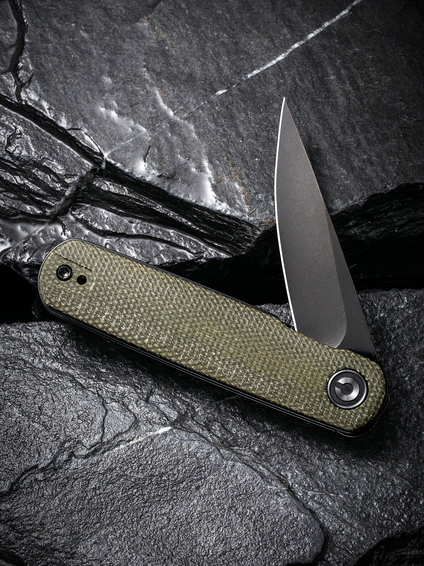 Civivi Lumi 2.56" Sandvik 14C28N Green Micarta Folding Knife by Justin Lundquist C20024-1
