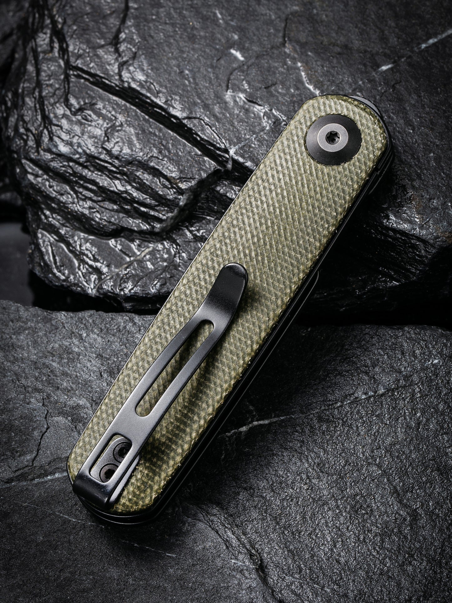 Civivi Lumi 2.56" Sandvik 14C28N Green Micarta Folding Knife by Justin Lundquist C20024-1
