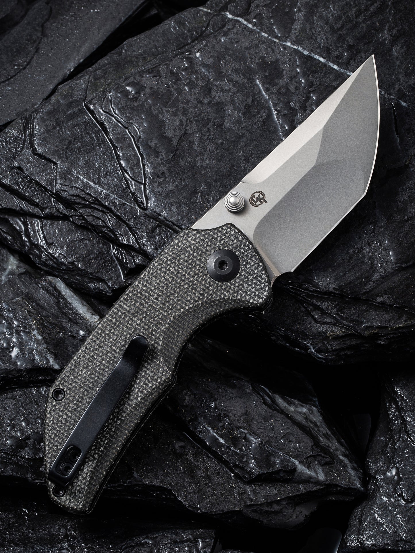 Civivi Thug 2 2.69" Nitro-V Dark Green Micarta Folding Knife by Matthew Christensen C20028C-3