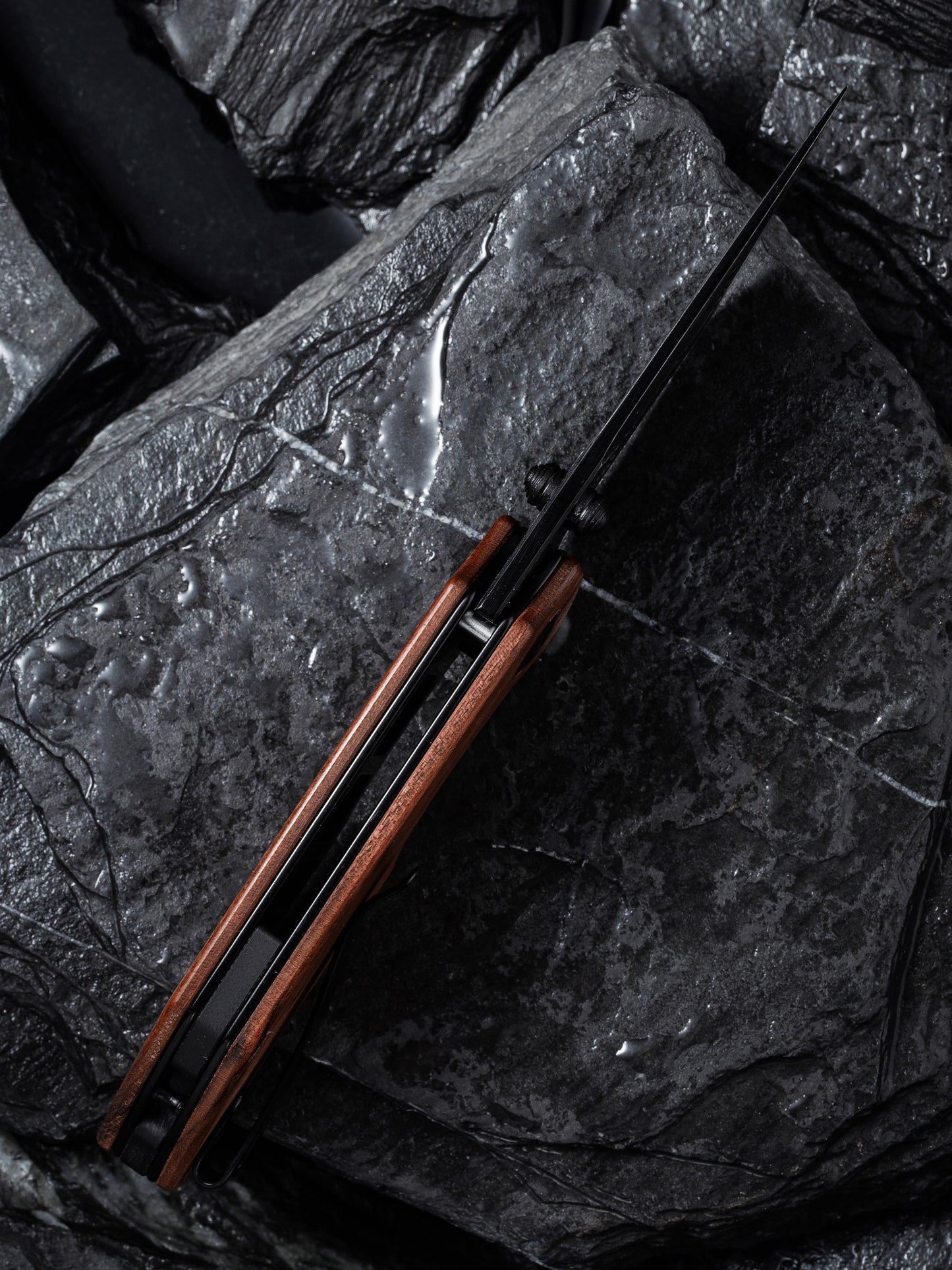 Civivi Thug 2 2.69" Black Damascus Guibourtia Wood Folding Knife by Matthew Christensen C20028C-DS1