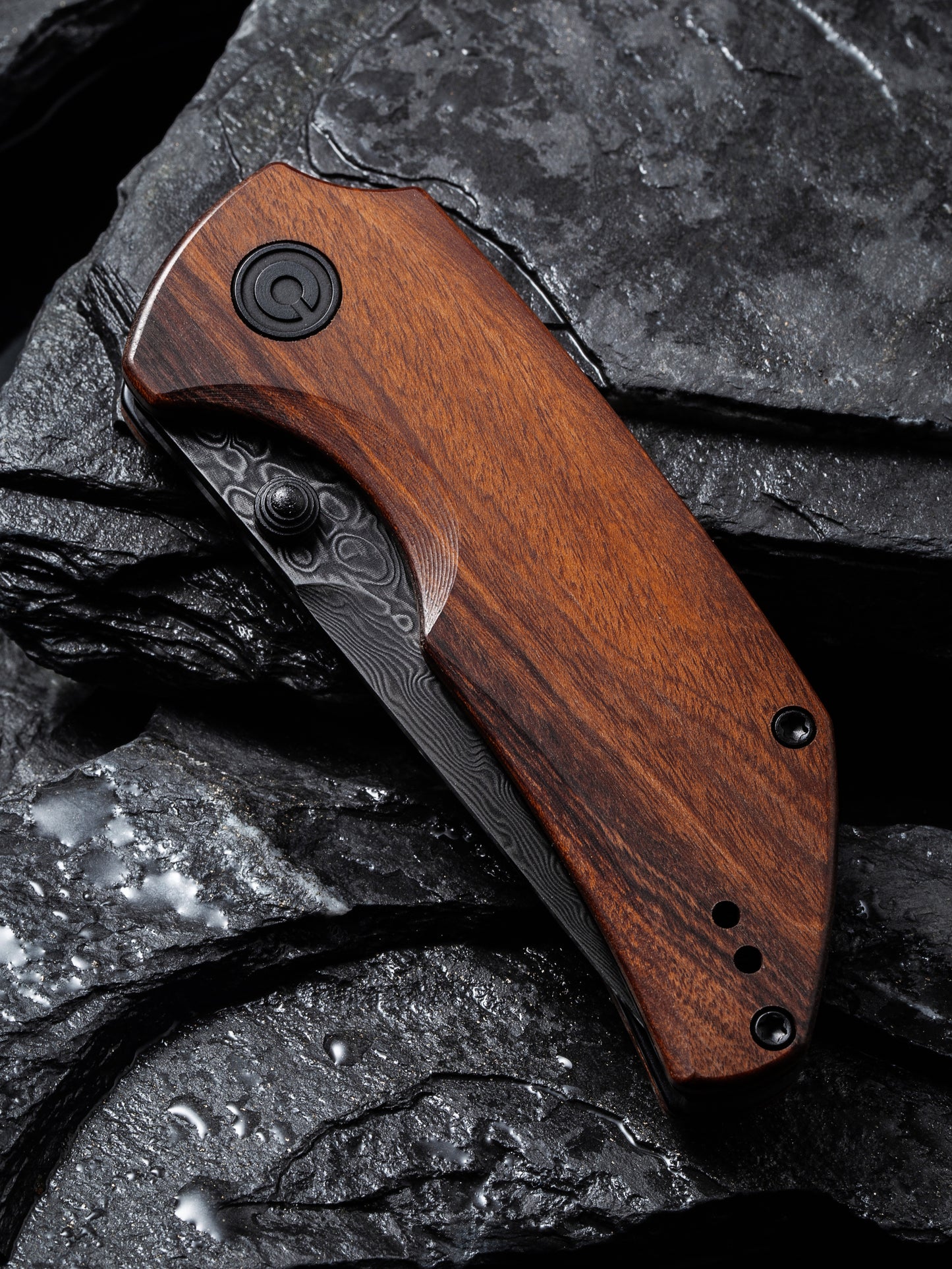 Civivi Thug 2 2.69" Black Damascus Guibourtia Wood Folding Knife by Matthew Christensen C20028C-DS1