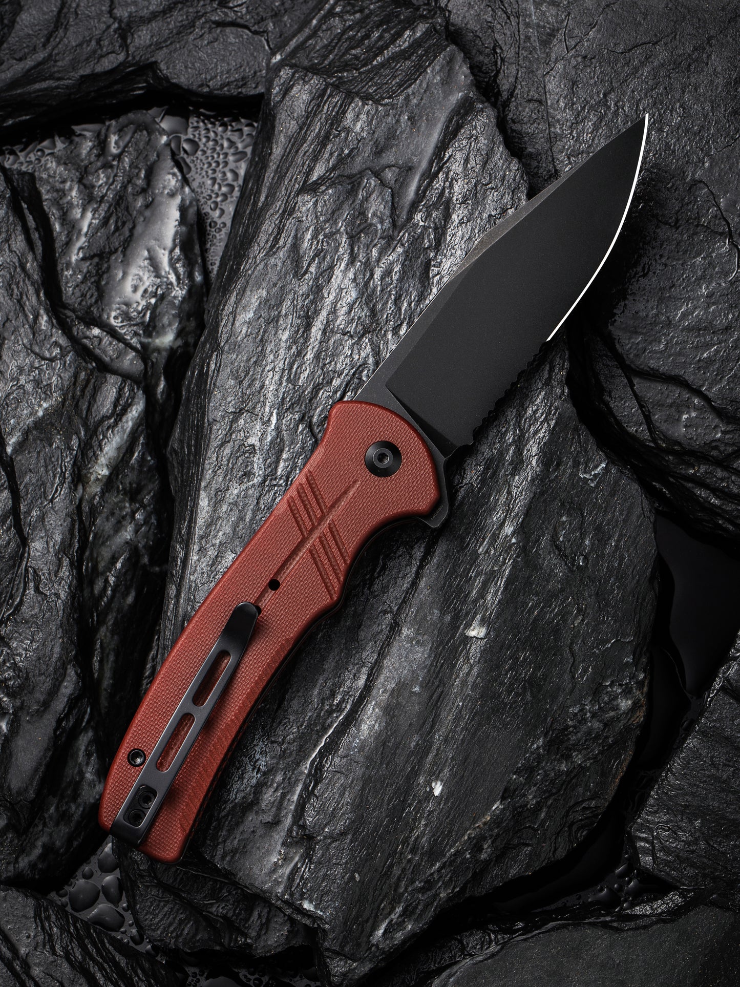 Civivi Cogent 3.47" Sandvik 14C28N Serrated Burgundy G10 Folding Knife C20038E-2