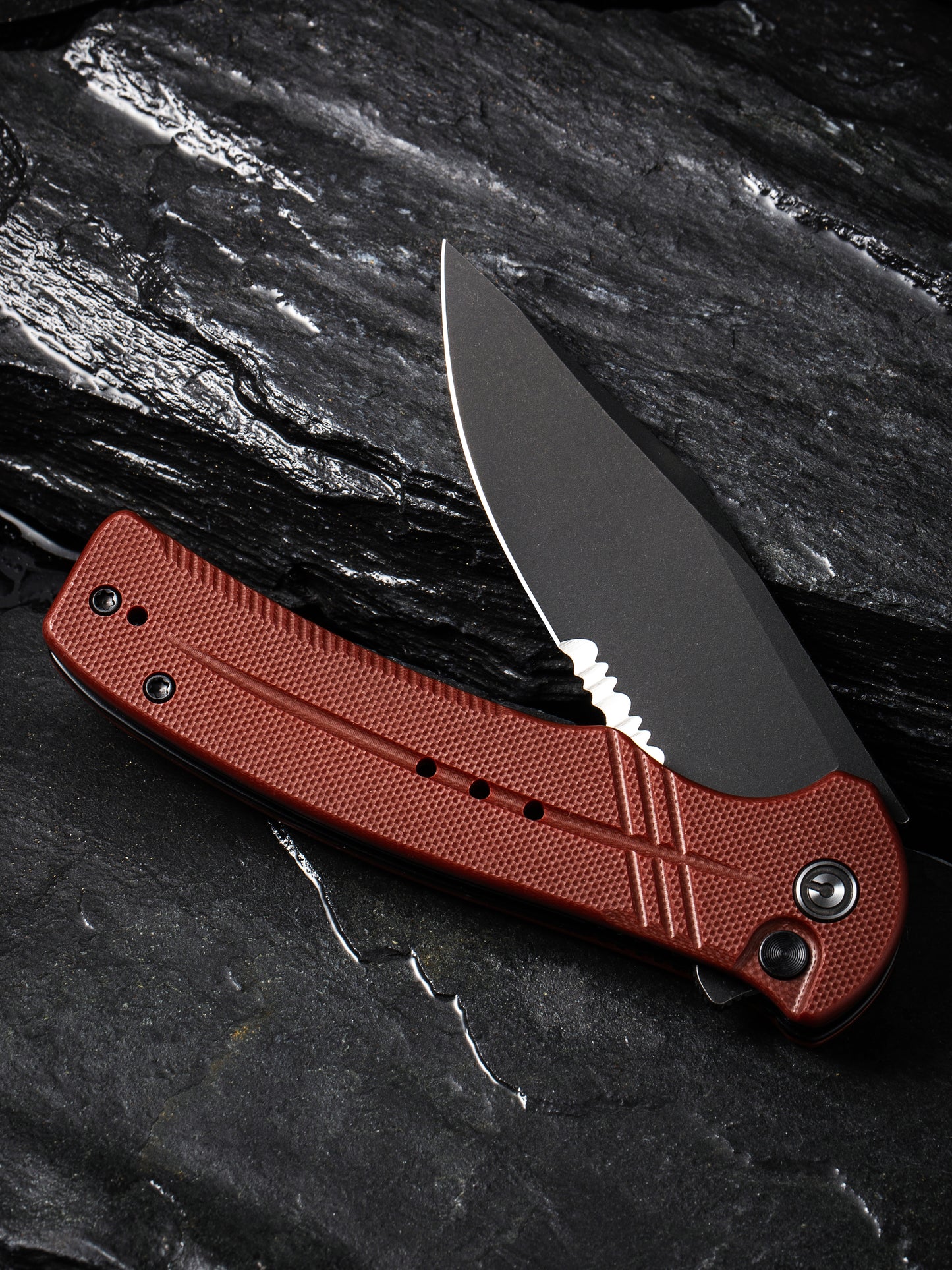 Civivi Cogent 3.47" Sandvik 14C28N Serrated Burgundy G10 Folding Knife C20038E-2