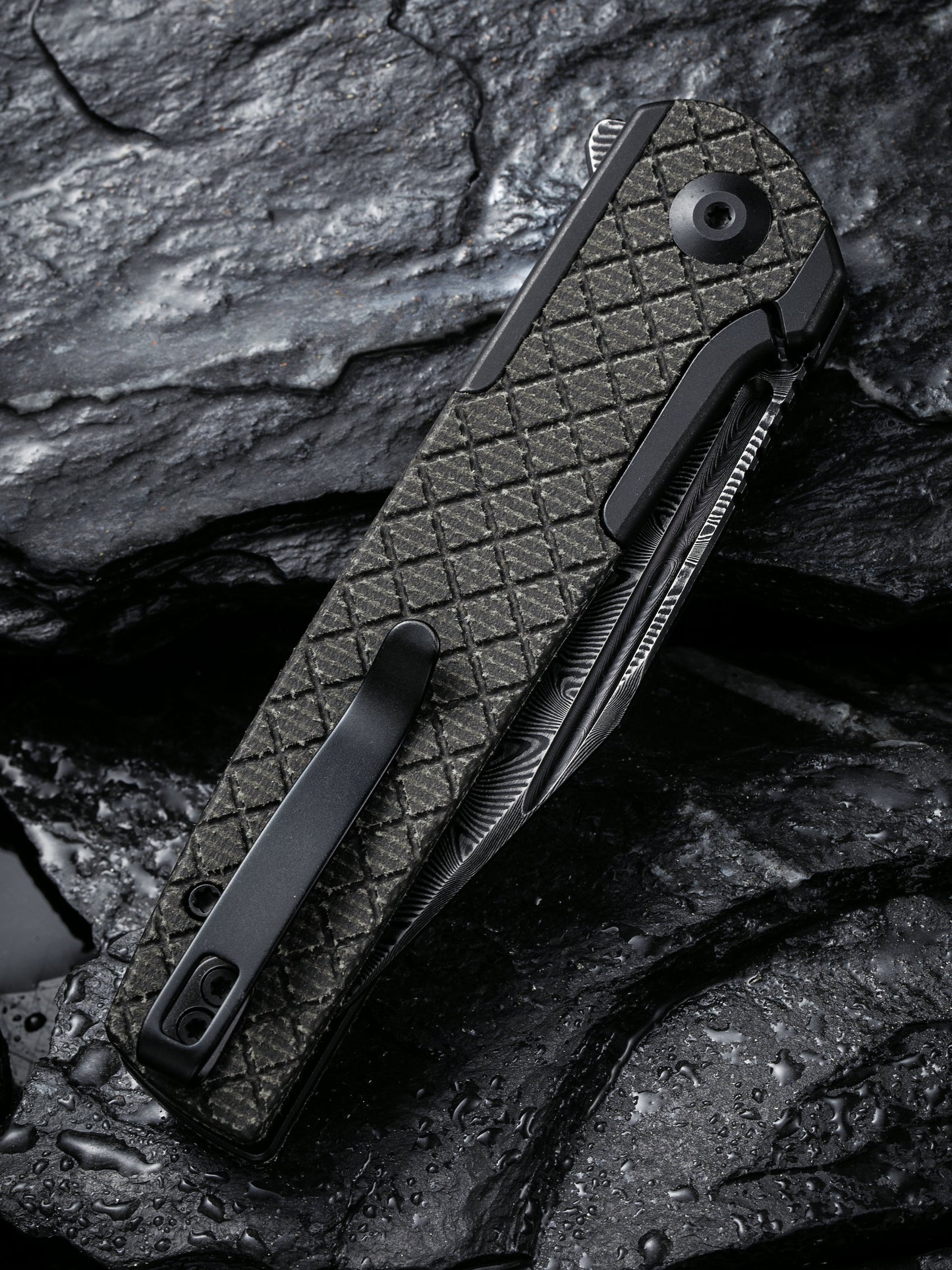 Civivi Cachet 3.48" Black Micarta Dark Green Canvas Micarta Folding Knife C20041B-DS1