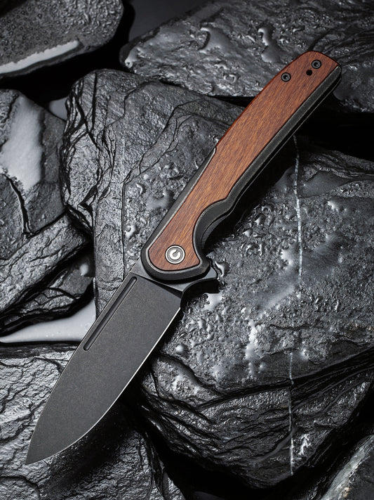 Civivi Voltaic 3.48" Black Stonewashed 14C28N Guibourtia Wood Folding Knife C20060-1