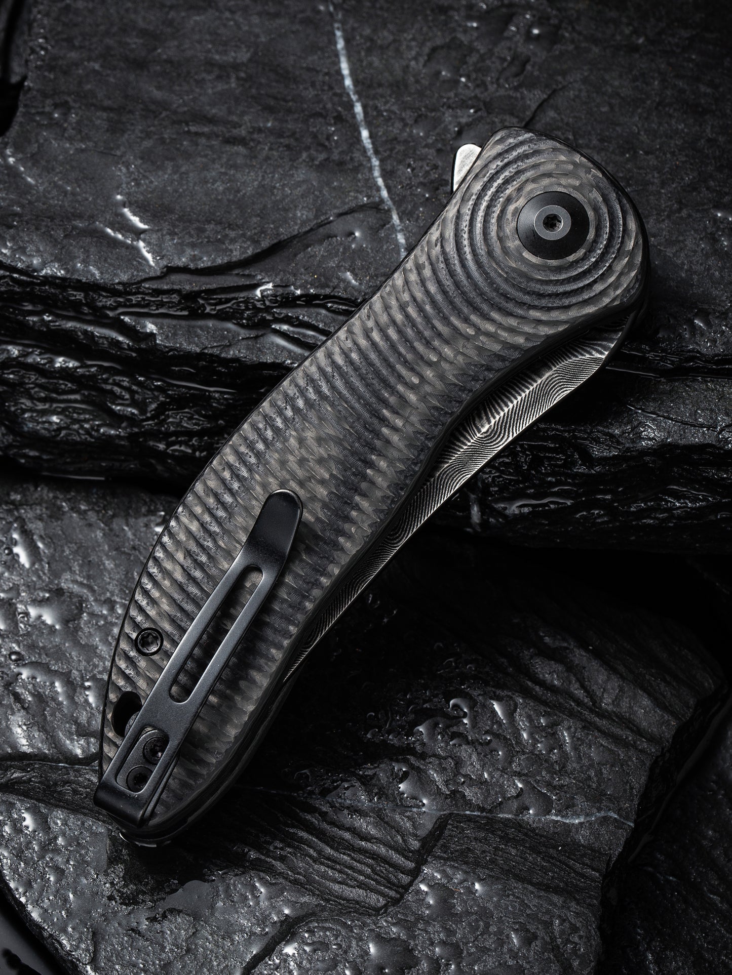 Civivi Synergy 3 3.24" Damascus G10 Twill Carbon Fiber Folding Knife by Jim O'Young C20075A-DS1