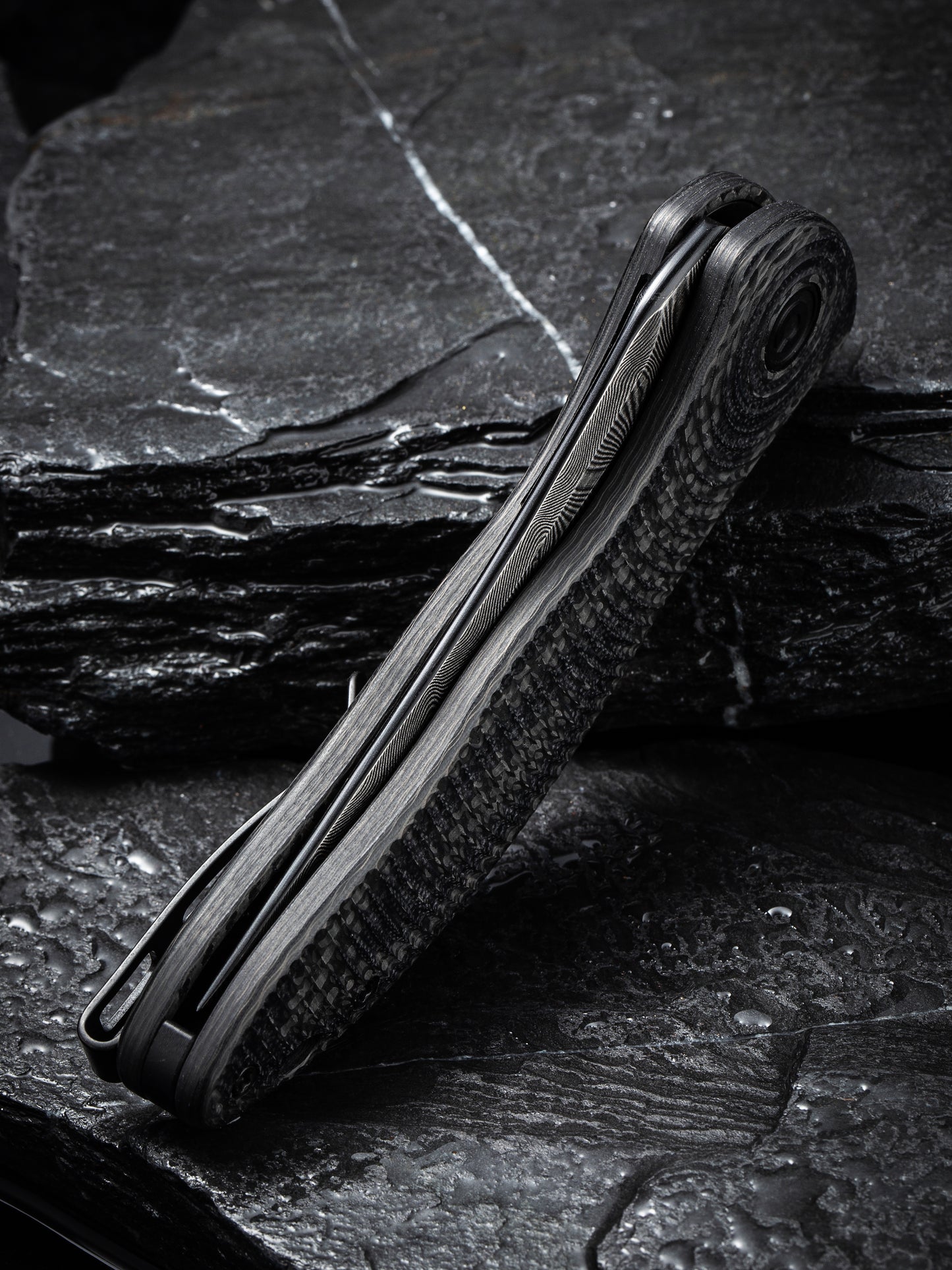 Civivi Synergy 3 3.24" Damascus G10 Twill Carbon Fiber Folding Knife by Jim O'Young C20075A-DS1