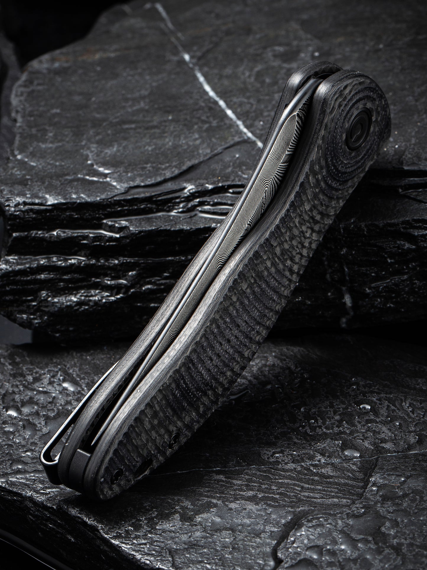 Civivi Synergy 3 Tanto 3.24" Damascus G10 Twill Carbon Fiber Folding Knife by Jim O'Young C20075B-DS1