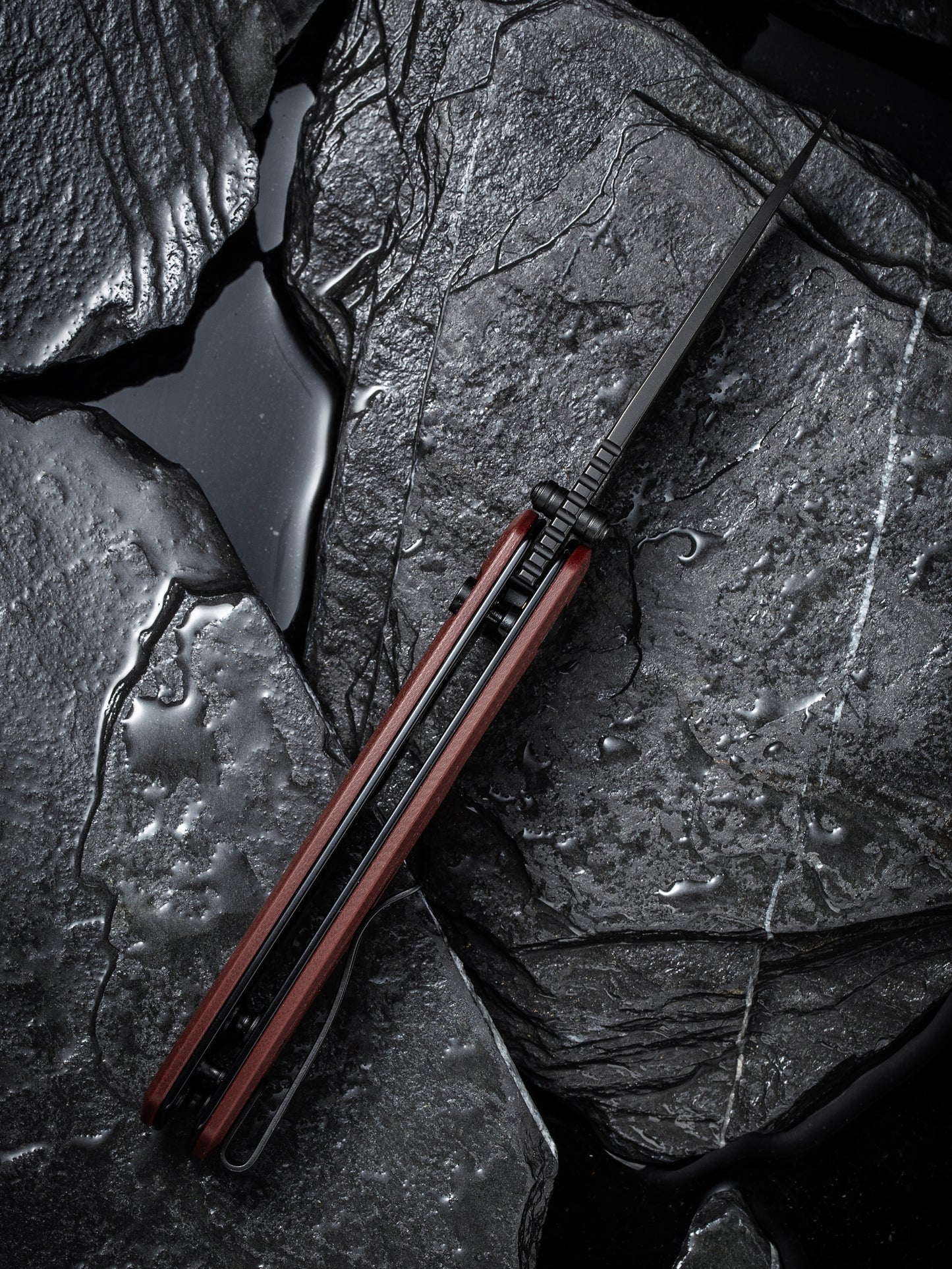 Civivi Altus 2.97" Nitro-V Black Stonewashed Burgundy G10 Button Lock Folding Knife C20076-2