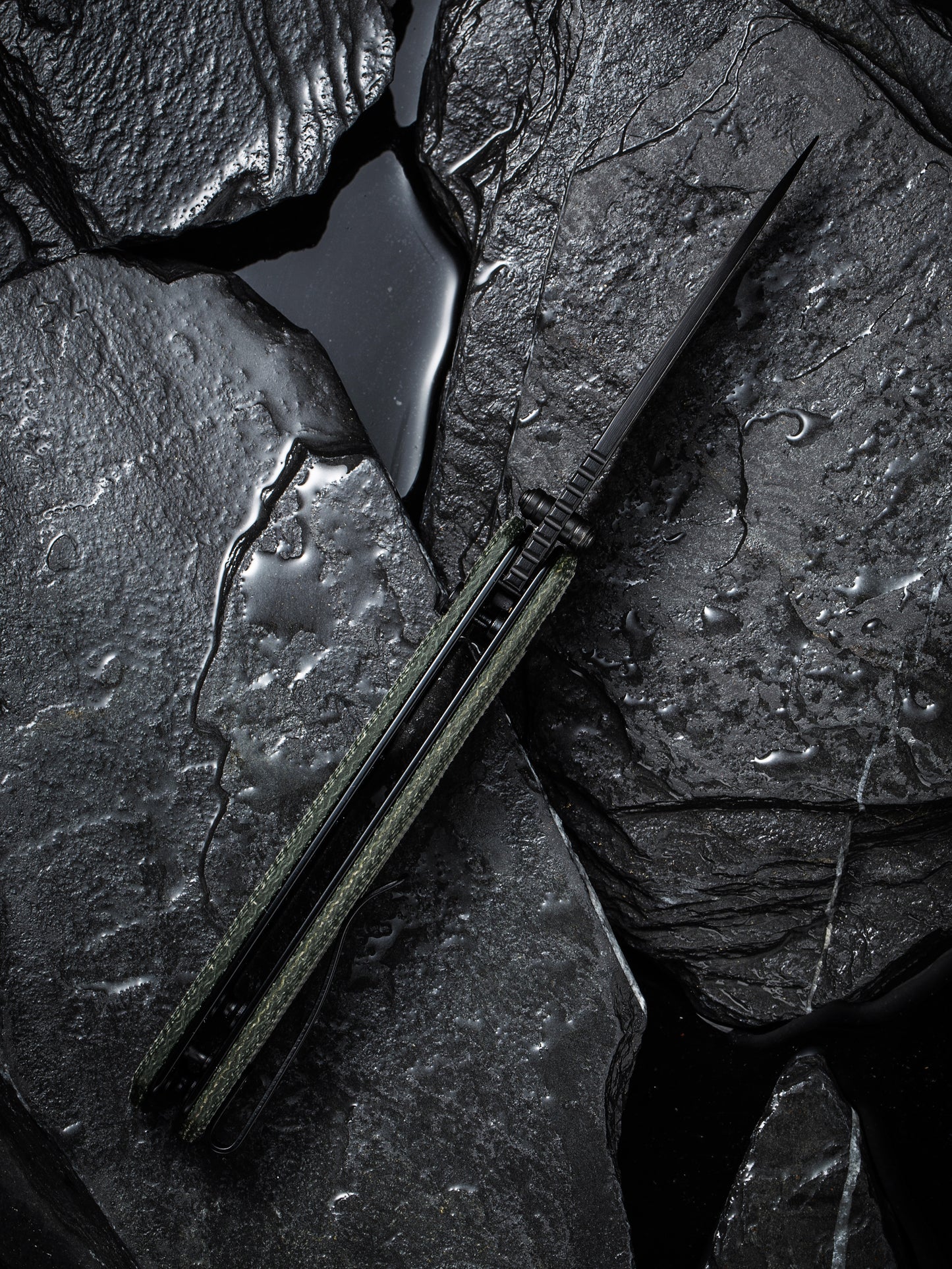 Civivi Altus 2.97" Black Damascus Green Micarta Button Lock Folding Knife C20076-DS1