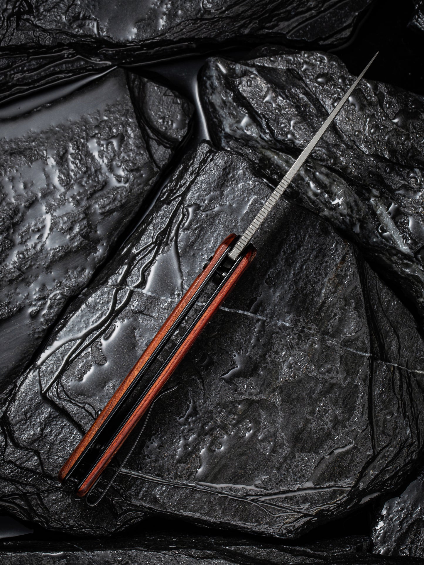 Civivi Conspirator 3.48" Nitro-V Guibourtia Wood Button Lock Folding Knife C21006-3