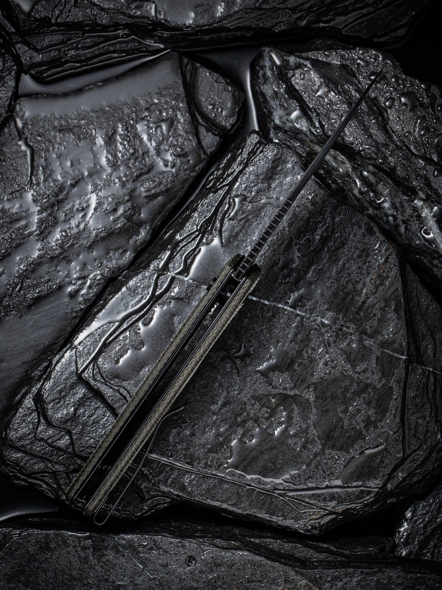 Civivi Conspirator 3.48" Black Damascus Dark Green Micarta Button Lock Folding Knife C21006-DS1