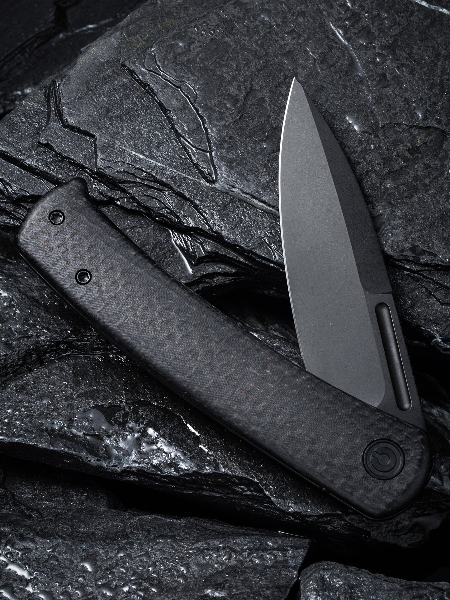 Civivi Cetos 3.48" Black Stonewashed 14C28N Black Micarta Coarse Folding Knife C21025B-2