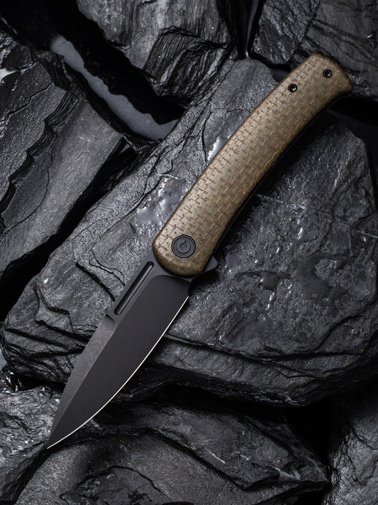 Civivi Cetos 3.48" Black Stonewashed 14C28N Green Micarta Coarse Folding Knife C21025B-3