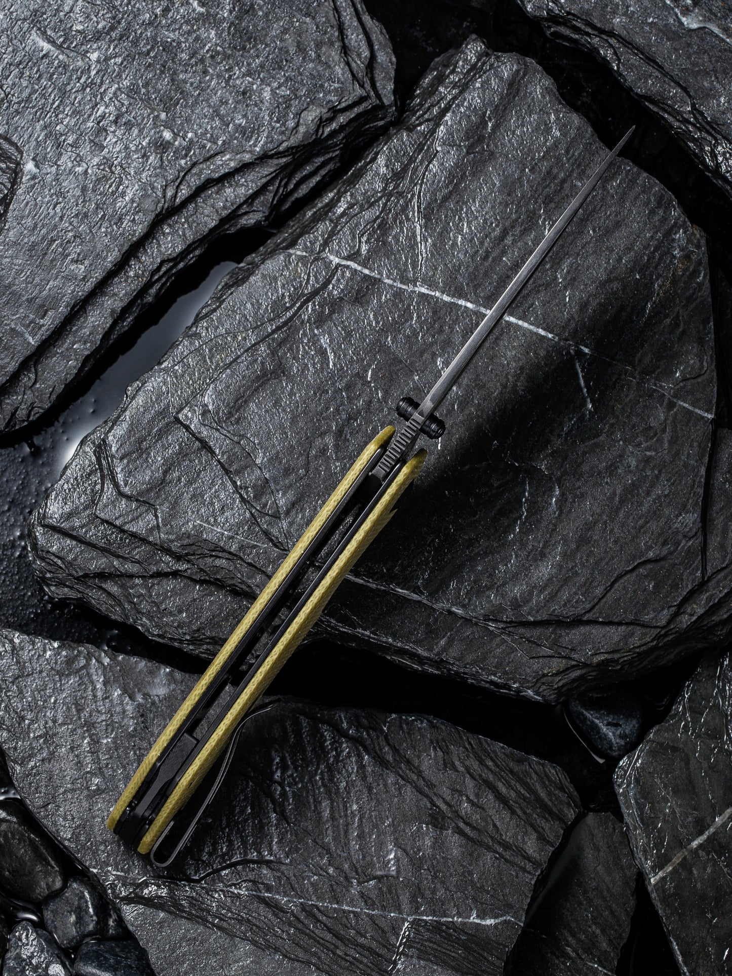 Civivi Brazen 3.46" Black Damascus Olive Green Micarta Folding Knife C2102DS-2