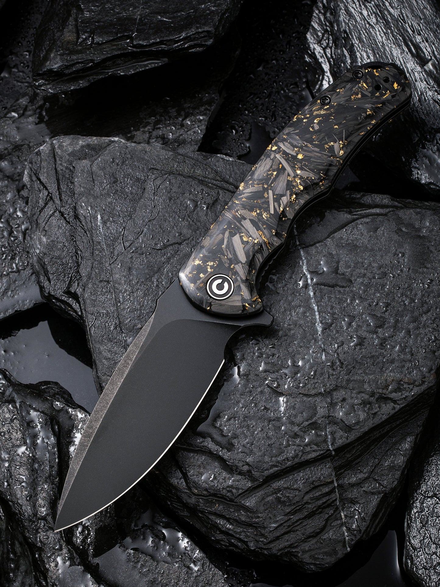 Civivi Praxis 3.75" Black 9Cr18MoV Shredded Carbon Fiber And Golden Shred Folding Knife C803J