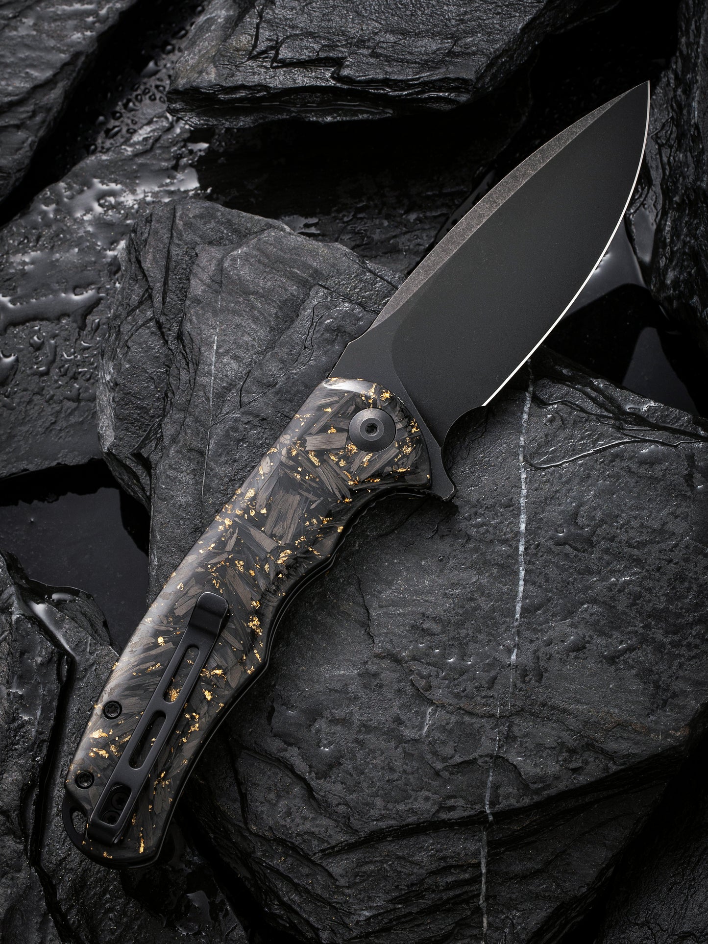 Civivi Praxis 3.75" Black 9Cr18MoV Shredded Carbon Fiber And Golden Shred Folding Knife C803J