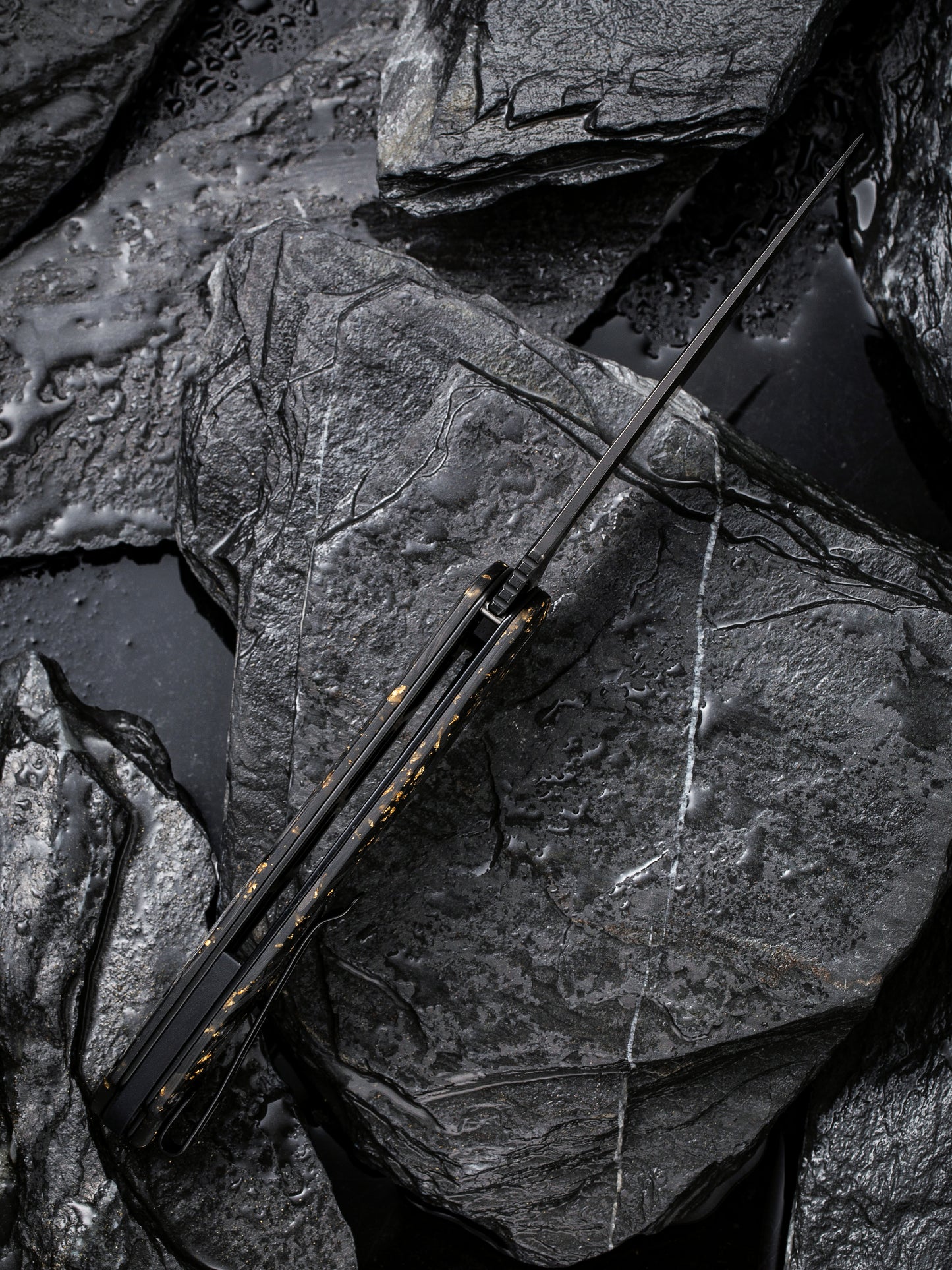 Civivi Praxis 3.75" Black 9Cr18MoV Shredded Carbon Fiber And Golden Shred Folding Knife C803J