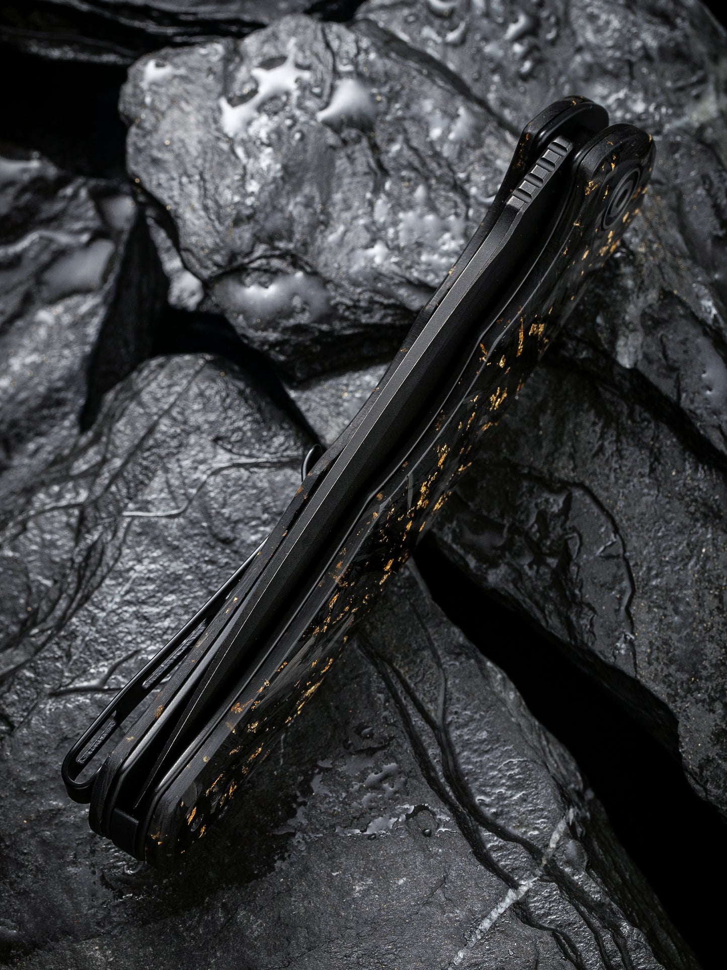 Civivi Praxis 3.75" Black 9Cr18MoV Shredded Carbon Fiber And Golden Shred Folding Knife C803J