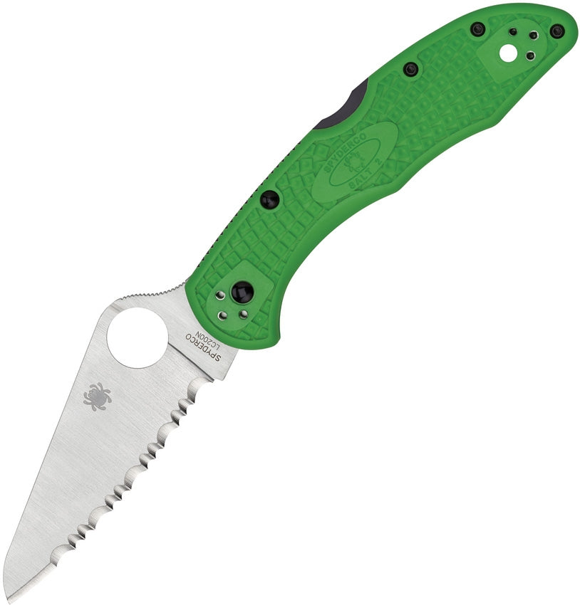 Spyderco Salt 2 Green 3" LC200N Rustproof Serrated Folding Knife C88FSGR2