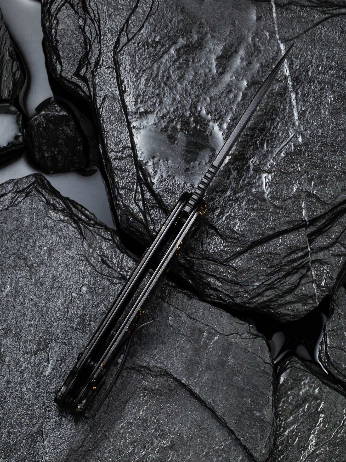 Civivi Elementum 2.96" Damascus Carbon Fiber Golden Shred Folding Knife C907C-DS1