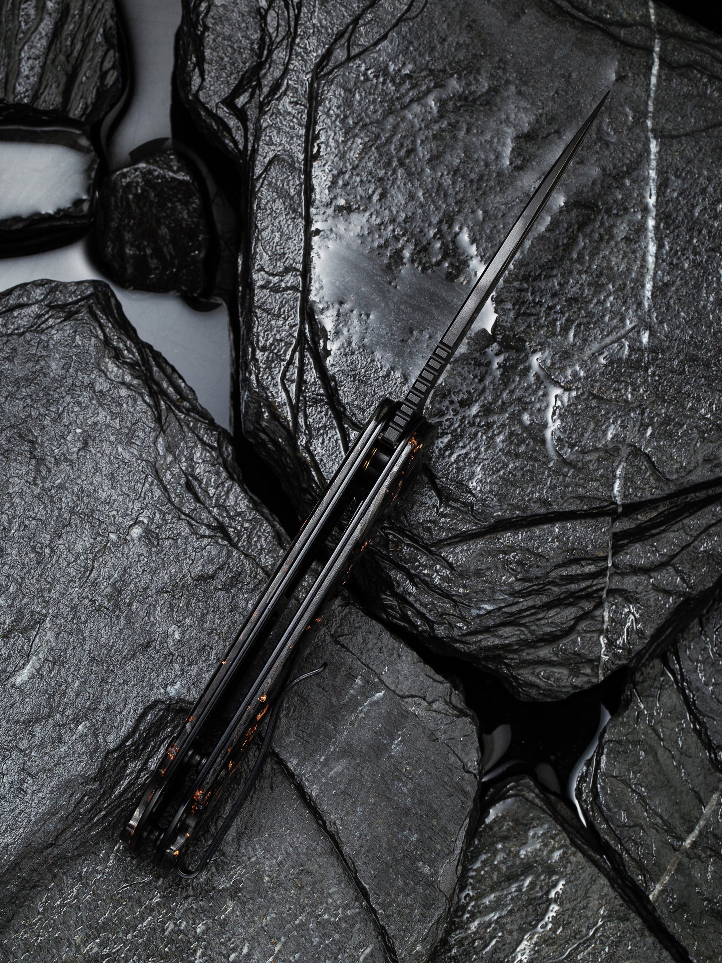 Civivi Elementum 2.96" Damascus Carbon Fiber Copper Shred Folding Knife C907C-DS3