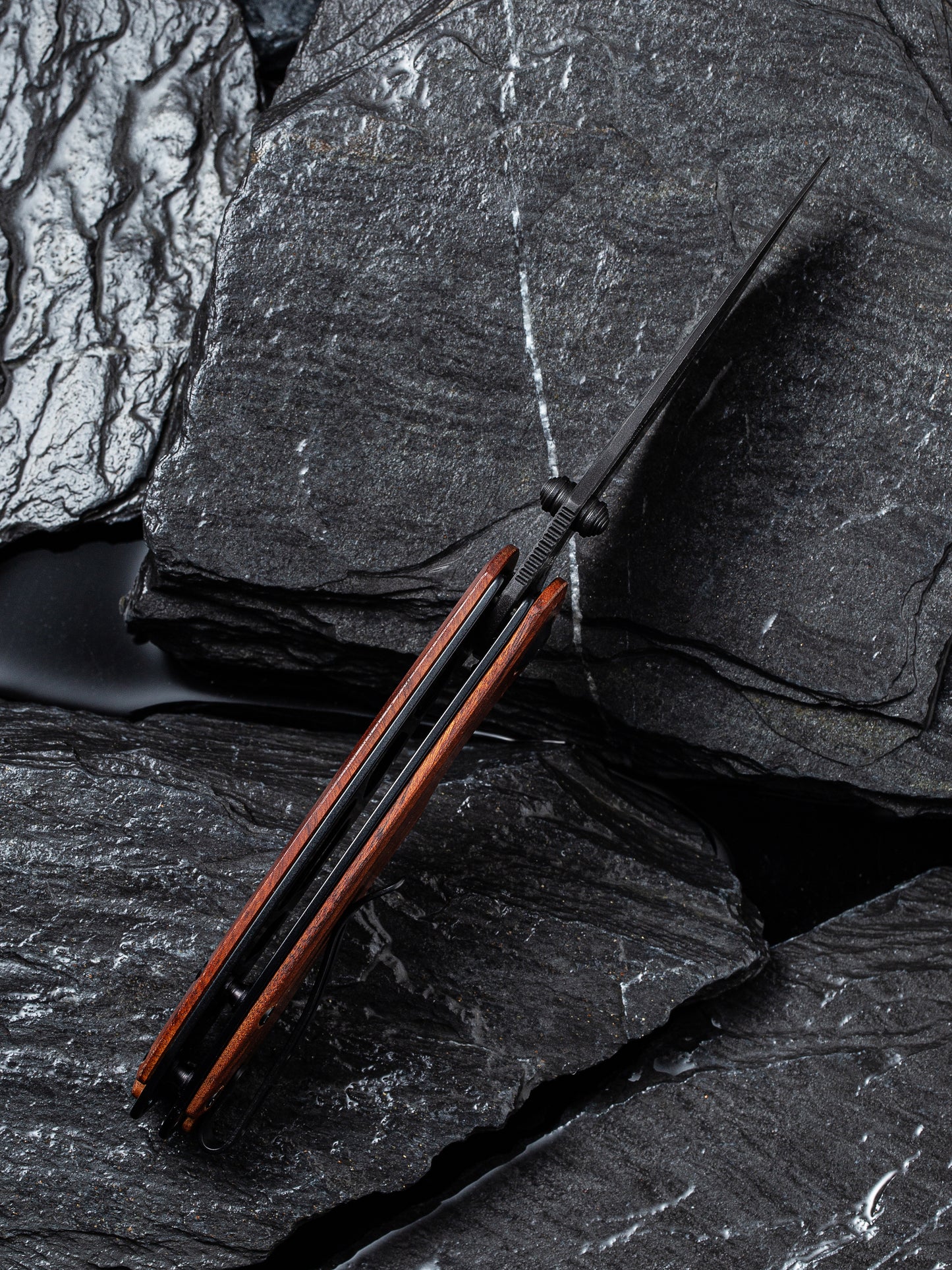 Civivi Pintail 2.98" Black Damascus Guibourtia Wood Folding Knife C2020DS-2