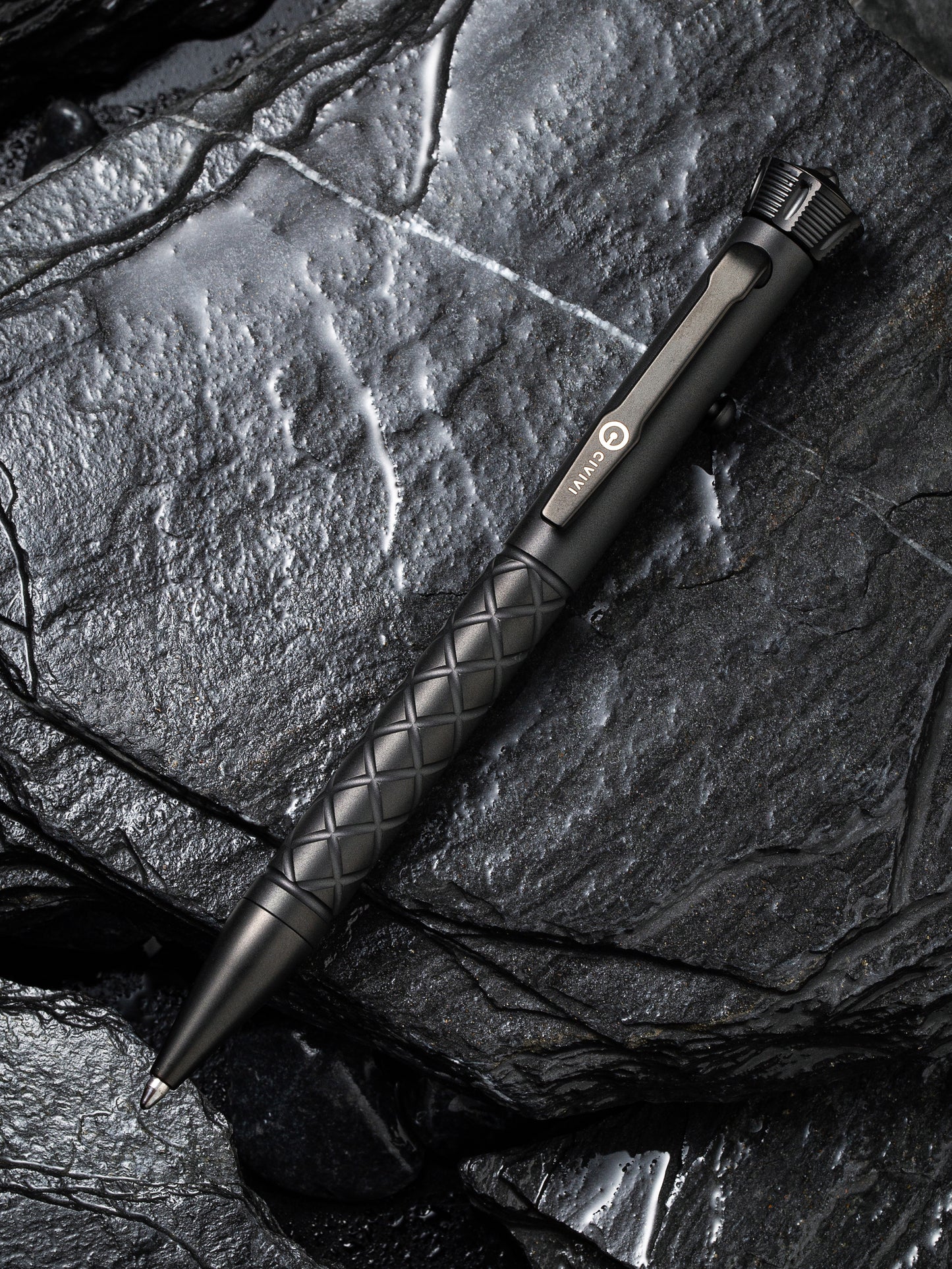 Civivi Coronet 5" Black Titanium Pen with Spinner Bearing Top CP-02B