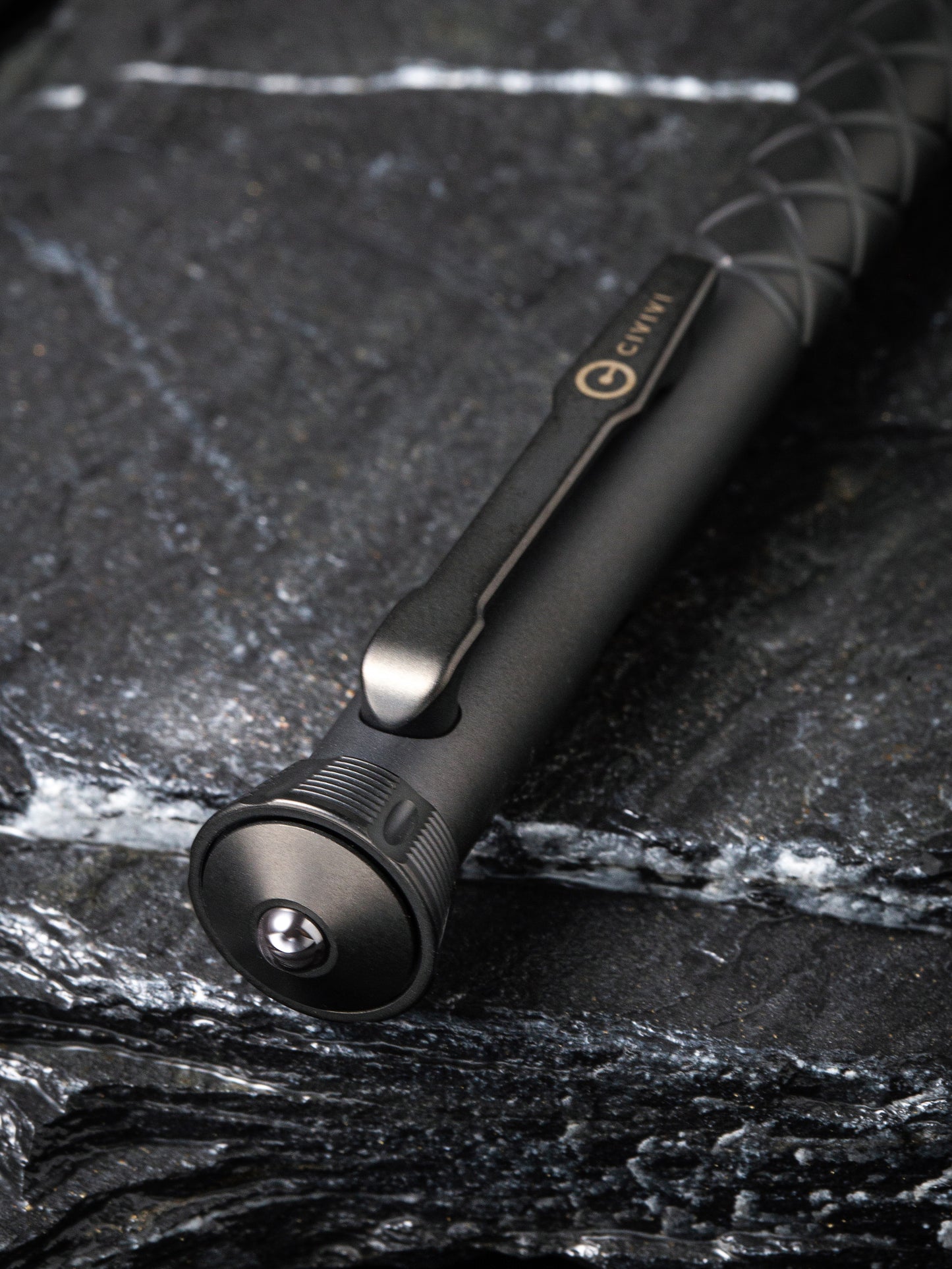 Civivi Coronet 5" Black Titanium Pen with Spinner Bearing Top CP-02B