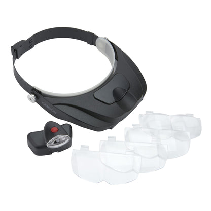 Carson PRO Series MagniVisor Deluxe Head-Worn LED Lighted Magnifier with 4 Lenses CP-60