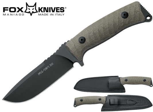 Fox Pro Hunter 4.3" N690Co Micarta Fixed Blade Knife Leather Sheath FX-131 MGT